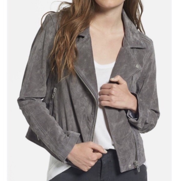 Blank NYC Jackets & Blazers - Blank NYC Gray Suede Leather Moto Jacket
